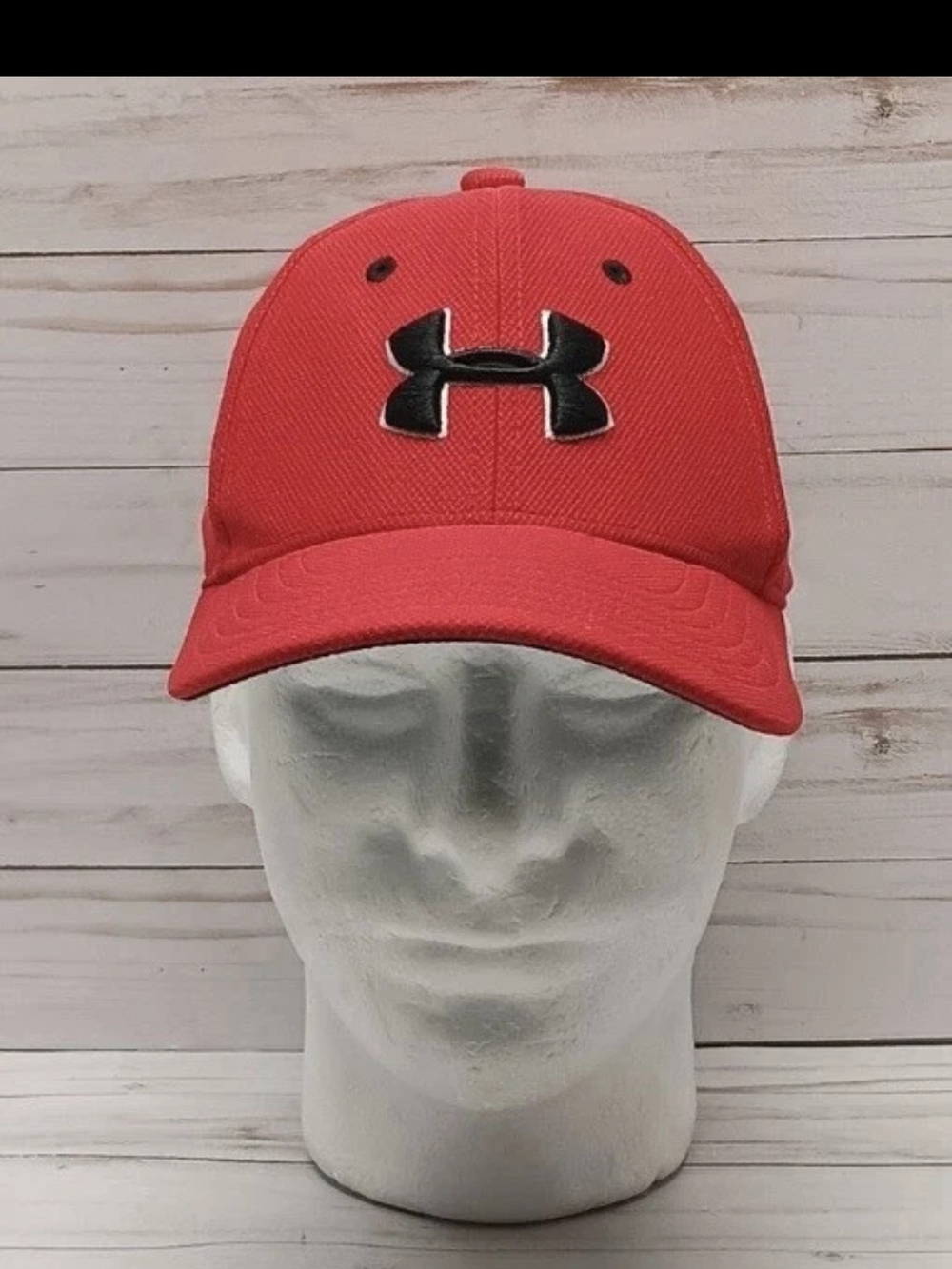 Under Armour Boys Youth S/M Red/Black Baseball Cap Embroidered Logo Hat Fitted